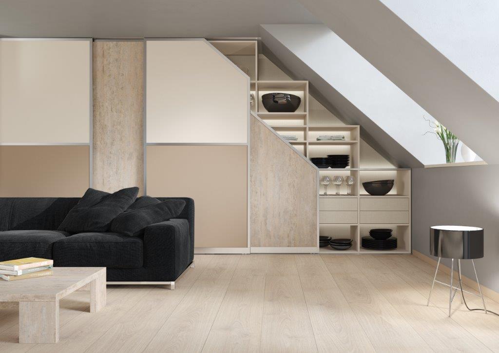 moderne Dachwohnung mit Melaminharzplatten